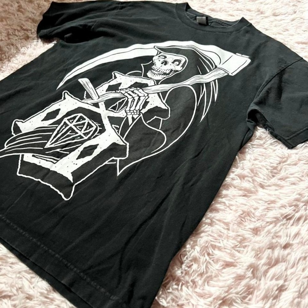 Grim Reaper Y2K Punk Grunge Biker Skater Edgy Tee Men's L Gothic Tattoo Artist - Picture 4 of 5